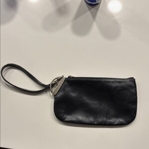Black Prune Leather Wristlet